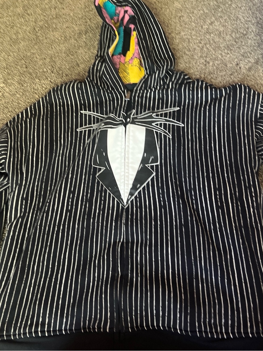 Disney Black & White Pinstripe Jack Skellington Hoodie
